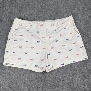 Vineyard Vines Shorts Womens 8‎ White Americana Whale Flag Print Preppy Nautical
